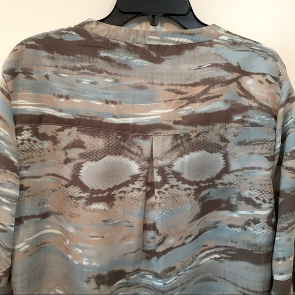 Haggar Blouse Earth Tone Pattern Sz XL - Picture 5 of 9